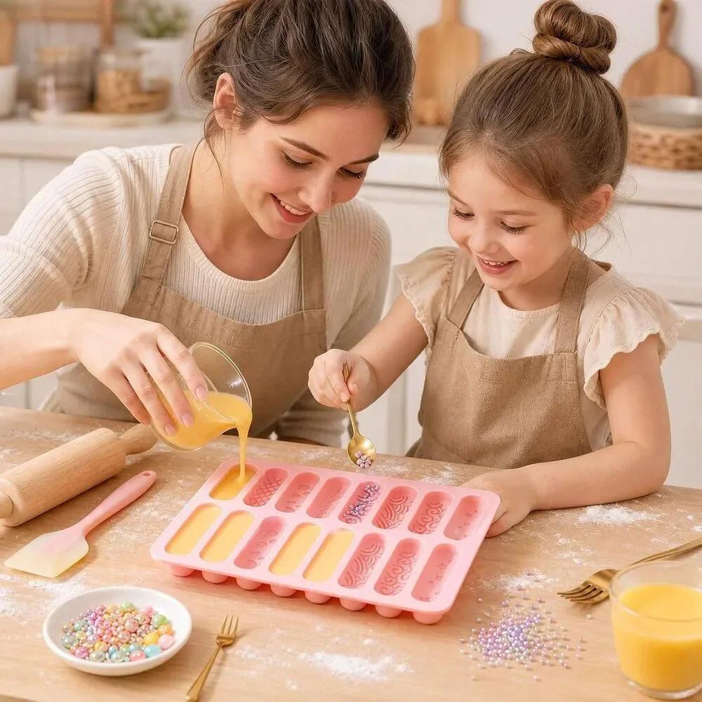 2 Pack Silicone Chocolate Bar Molds 16 Cavity Candy Soap Resin Baking Mold Set